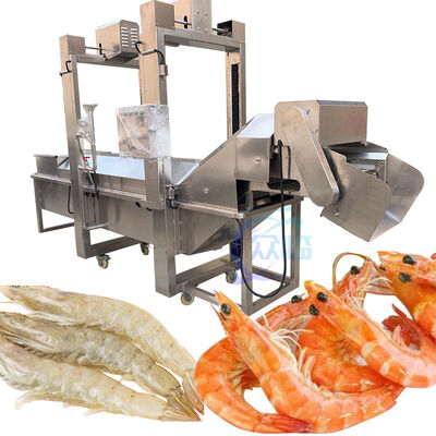 Good price Sushi Shrimp Cooking Machine 1000KG Shrimp Boiling And Belt Steam Blanching online